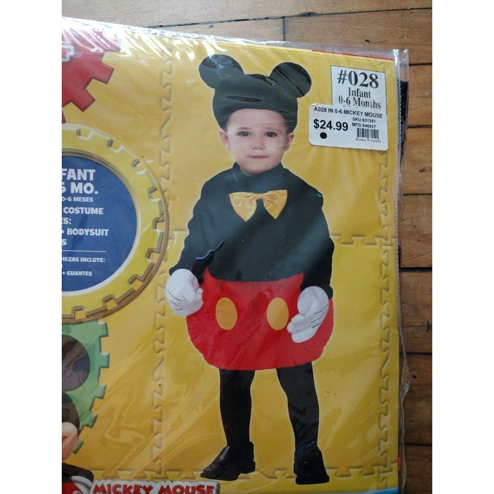 Disney Baby Mickey Mouse Infant Costume Fancy Dress Halloween Bodysuit 0-6 Month